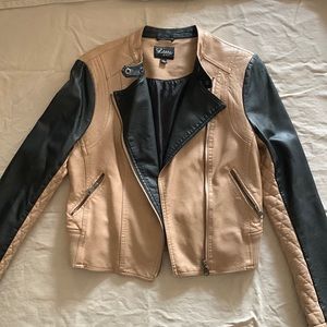 tan/black “leather” jacket